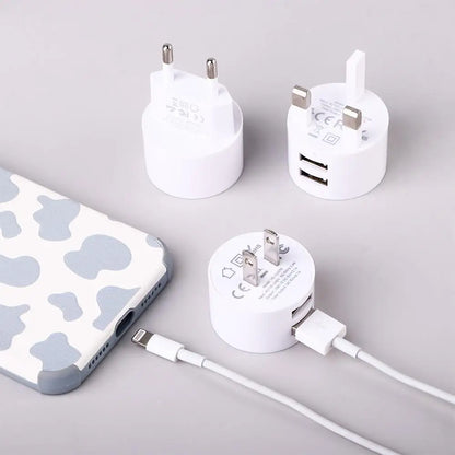 5V 2.1A Min EU UK US Plug Mobile Phone Charger for Mobile Phone 2 Ports White Travel Wall Charger