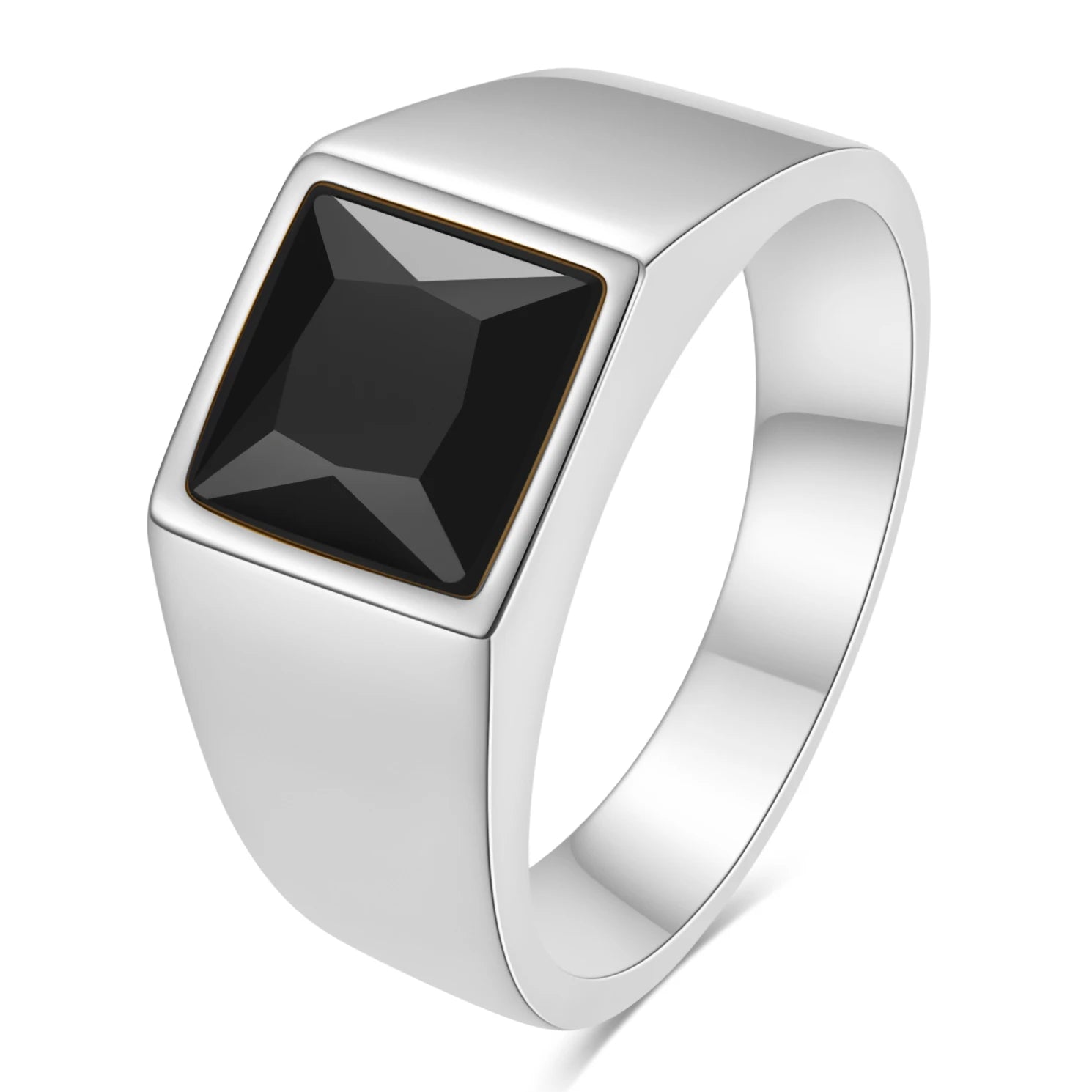 VQYSKO Big Square Cut Stone Signet Ring Exquisite Large Colour Quartz Cocktail Ring For Women Men Jewelry Party Gifts
