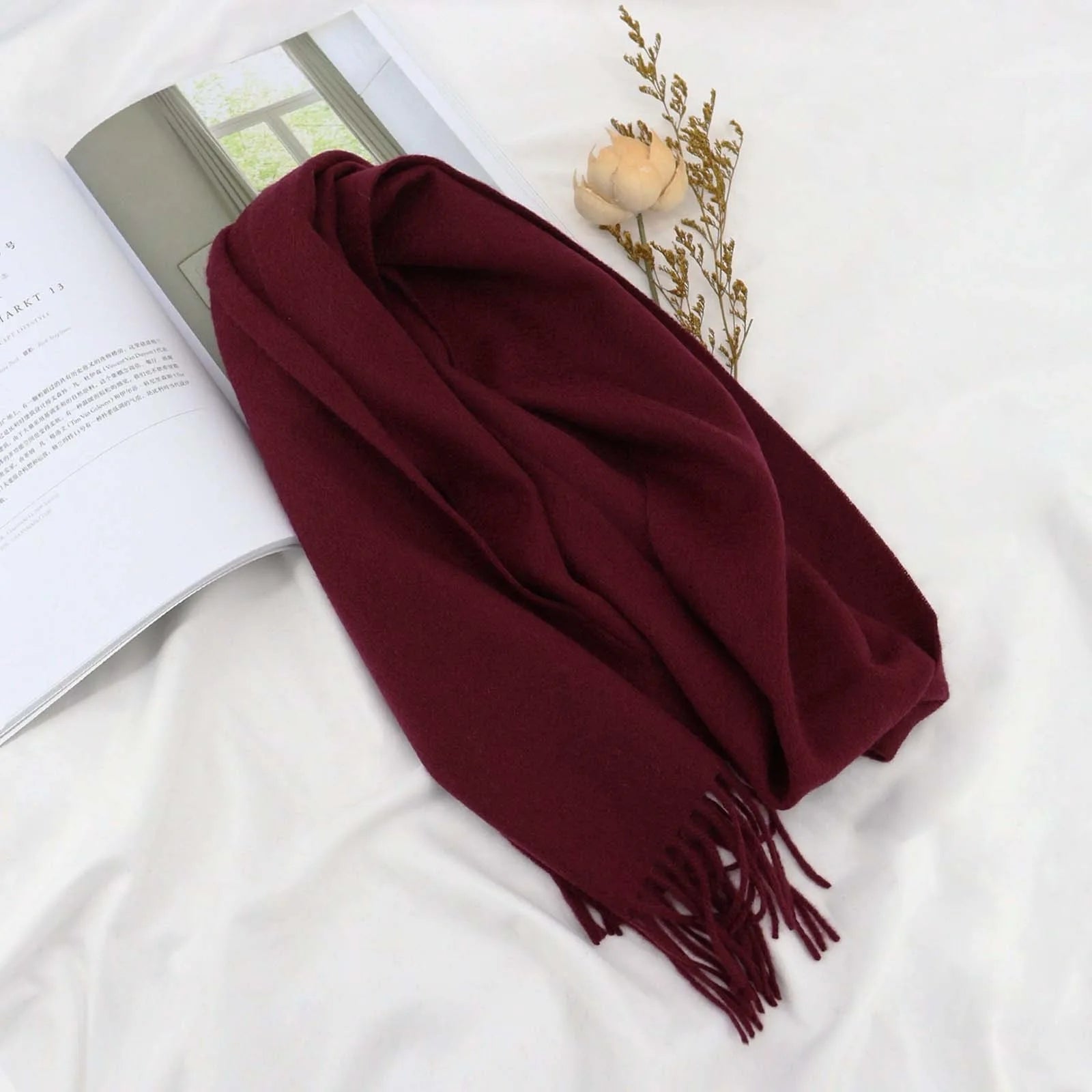 High Quality Solid Color 100% Wool Scarf Men&