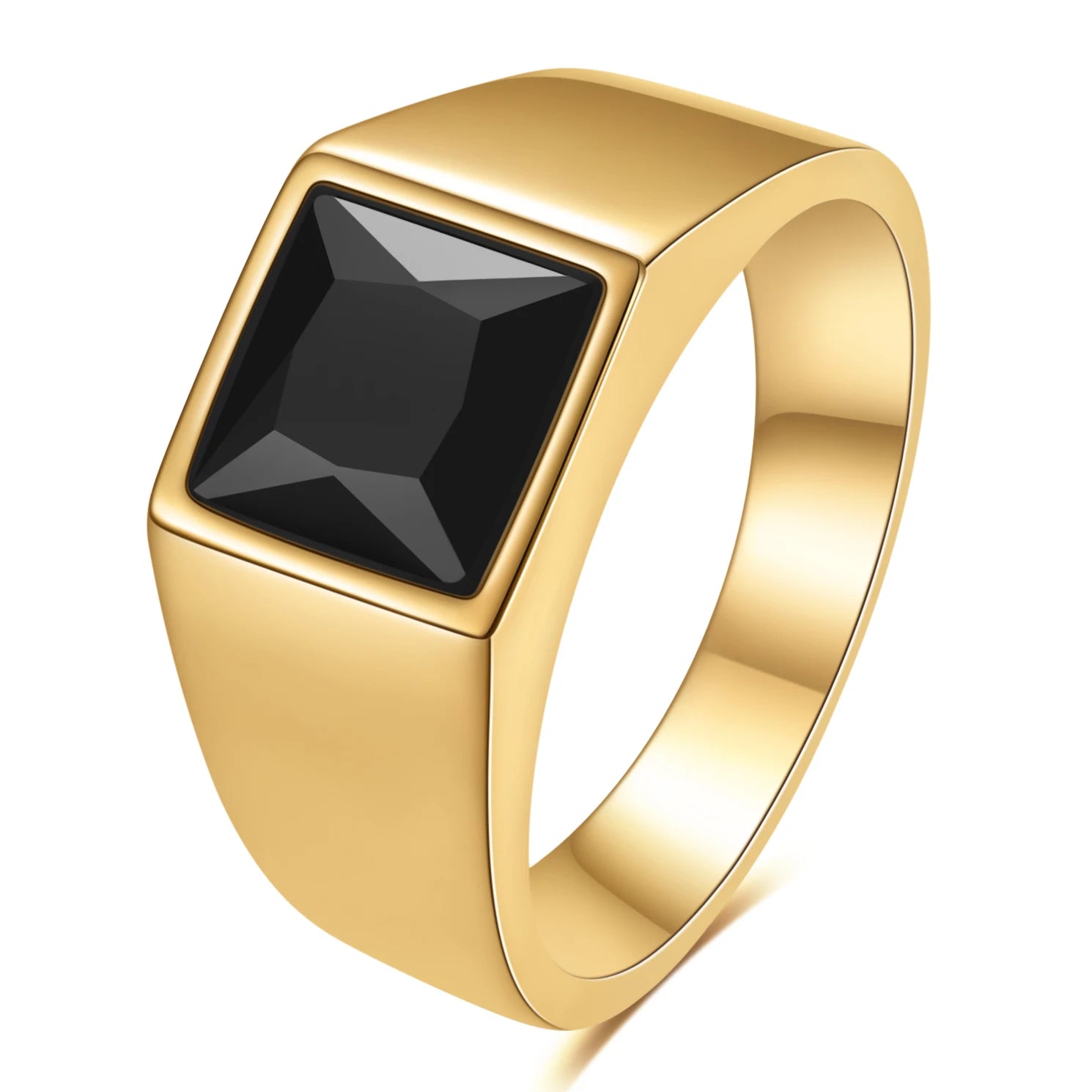 VQYSKO Big Square Cut Stone Signet Ring Exquisite Large Colour Quartz Cocktail Ring For Women Men Jewelry Party Gifts