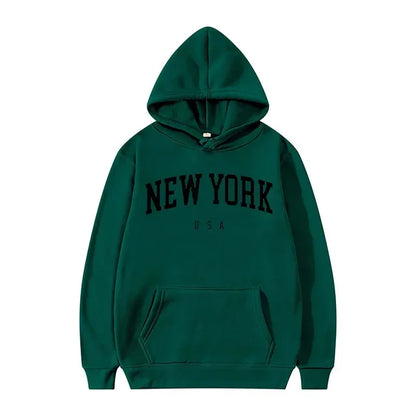 Women New York U.S.A City Hoodies Fashion Letter Printed Graphic Sweatshirts Loose CasuaMen l Harajuku Hooded Pullover Sportwear