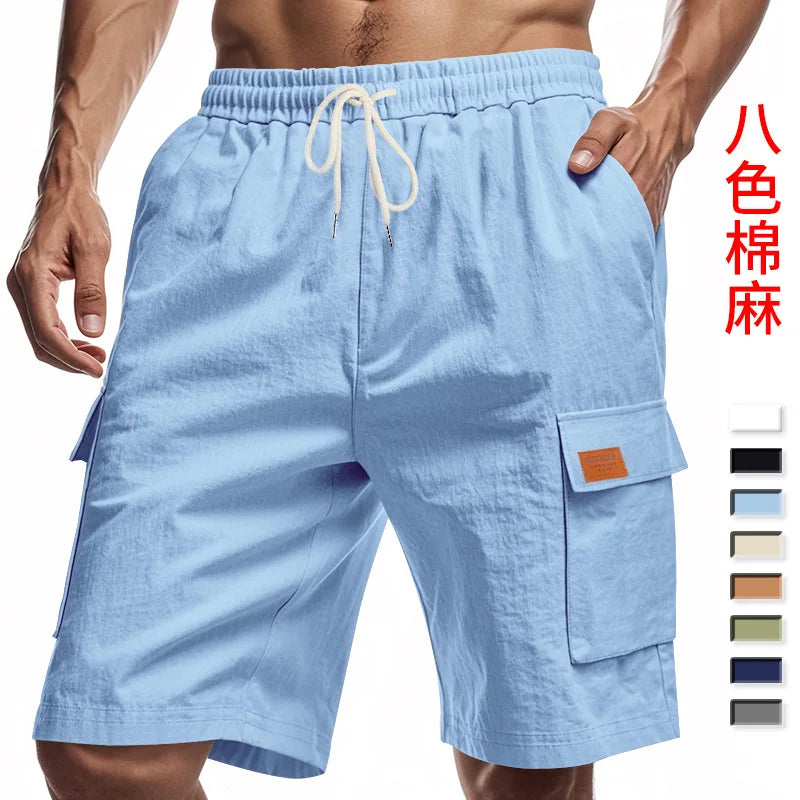 2026 Cross-border linen shorts men&