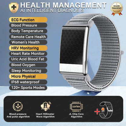 2026 No Screen Health Smart Bracelet ECG Detection Blood Lipids Uric Acid  Heart Rate IP68 Sports Smart Bracelet For Andrio IOS