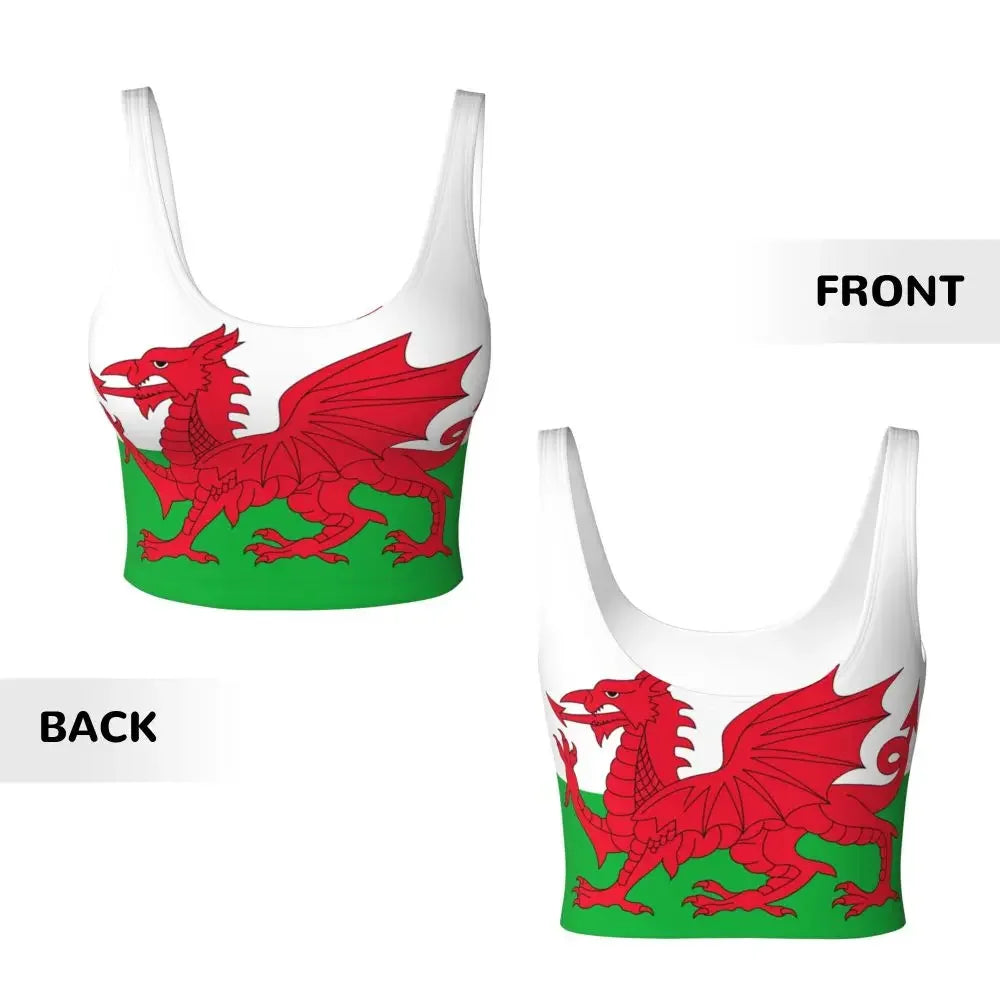 Women Sexy Sports Vest Wales Flag Female Streetwear Sport Lingerie Tee Crop Top