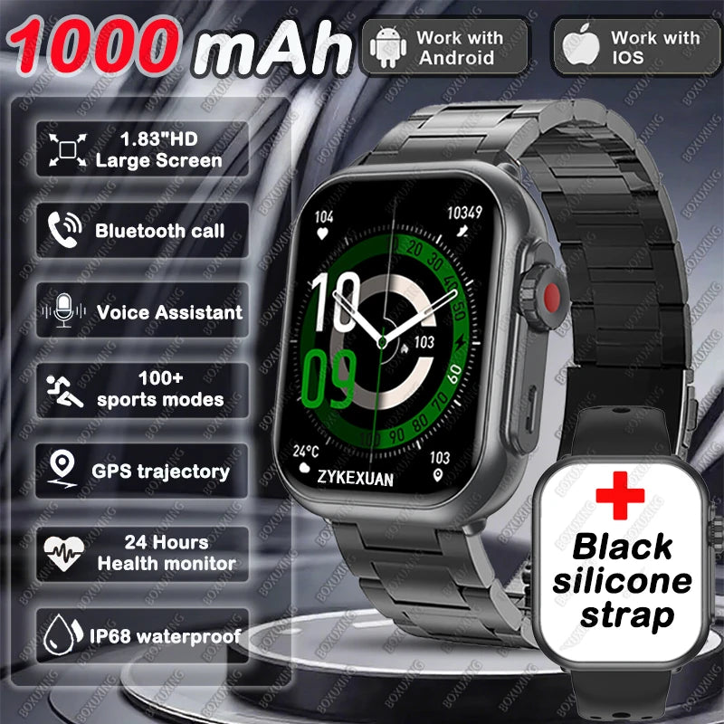 2025 New For Xiaomi Smart Watch Men Women 1.85-Inch HD AMOLED Full Touch Screen IP68 Waterproof Bluetooth Call SmartWatch Man