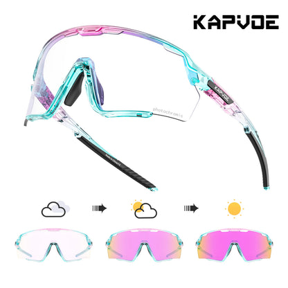 Kapvoe Cycling Glasses Photochromic Cycling Sunglasses UV400 MTB Sports Eyewear Outdoor Bicycle Goggles Bike Cycling Equipment