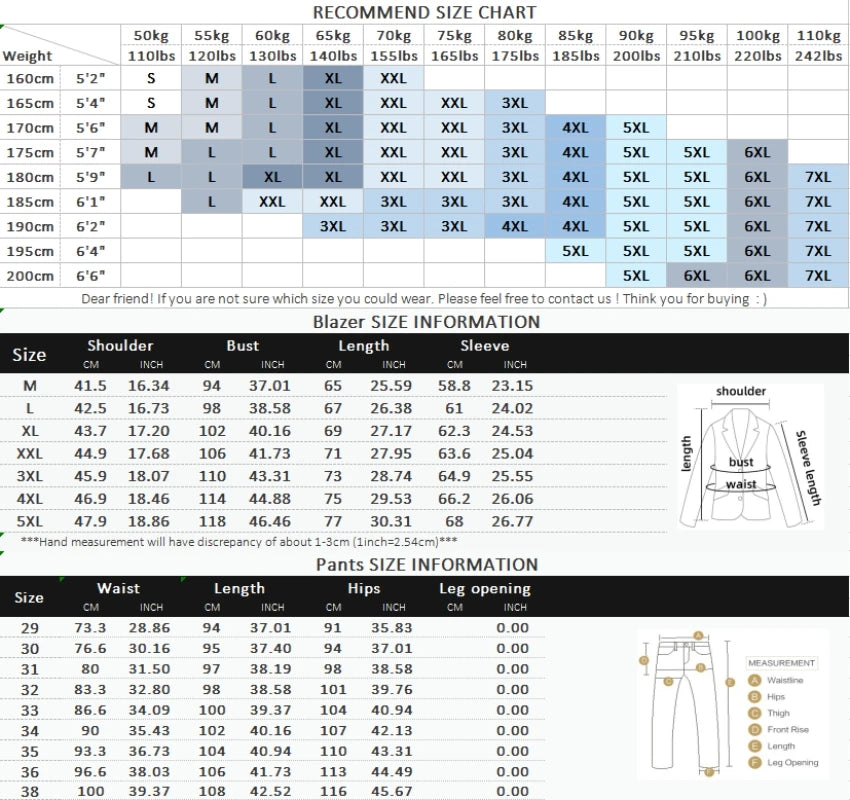 Suits  (blazer+ Vest + Pants) Men Fashion Business Casual Hosts Slim-fit Gentleman Wedding Work  Mens Suits 3 Piece M-5XL