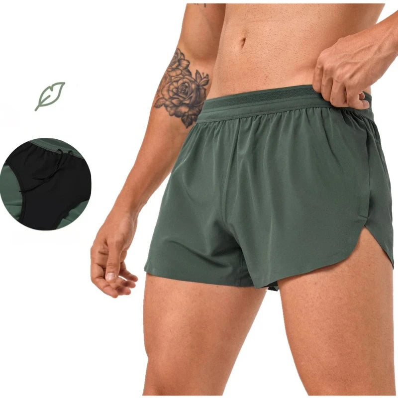 Men Marathon Racing Gym Sports Shorts Anti-escaping Lining Quick Dry Workout Training Fitness Jogging Short  Arrow Pants