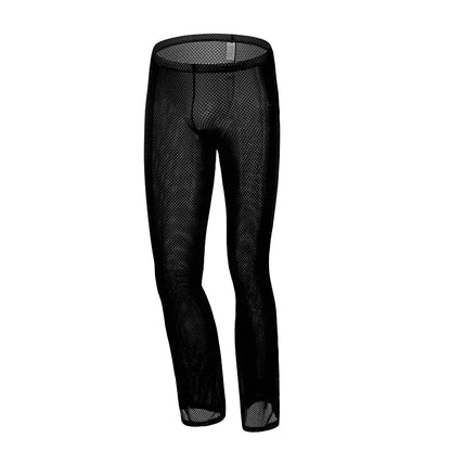 New Mens Bottoms Sexy Underwear Trousers Men’s Leggings Long Johns Perspective Large Mesh Out Sport Home Pajama Pants