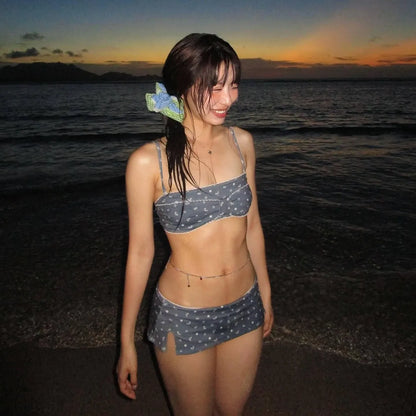 Thai Bikini Pure Desire Girl Lace Trim Floral Print Women&