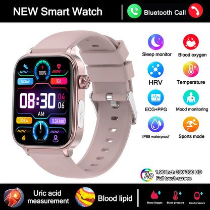 2025 New Smart Watch Diagnosis Blood Lipids Uric Acid Blood Pressure Smartwatch Men ECG+PPG Voice Bluetooth Call Health watch