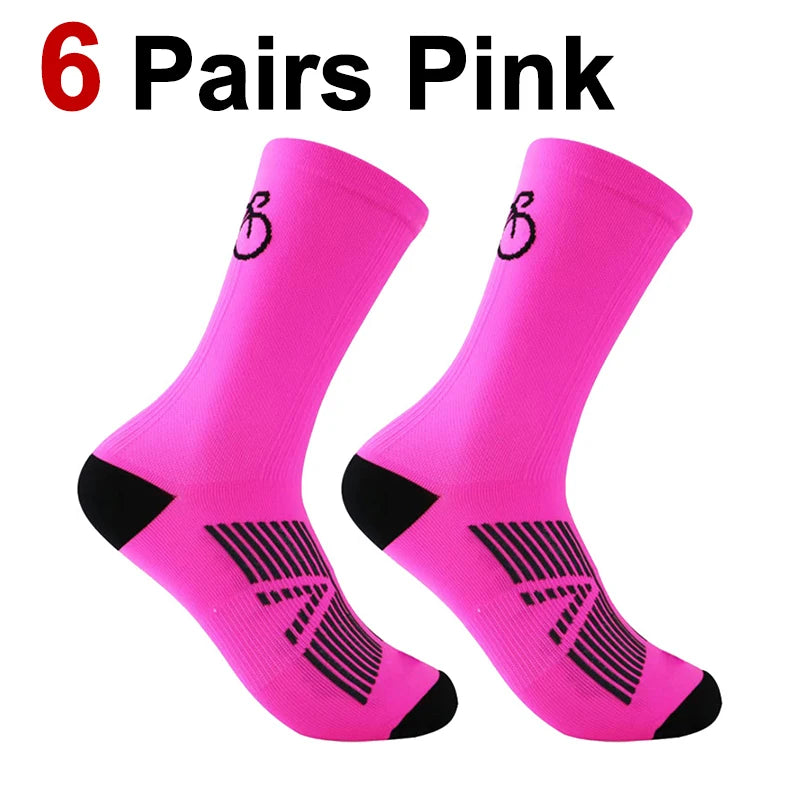 1/6 Pairs Men Women Outdoor Sports Cycling Socks Fashionable Prints Soft Comfortable Sweat Wicking Breathable Running Socks
