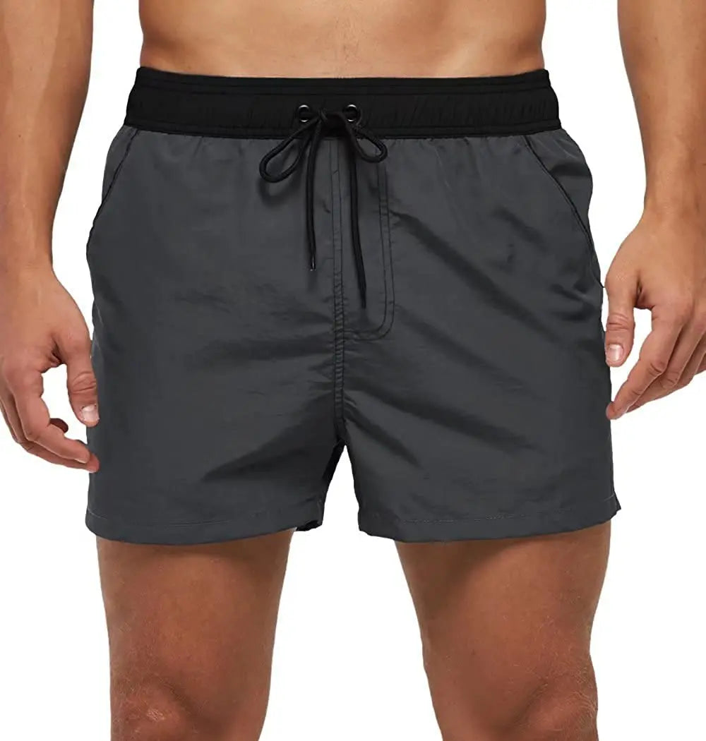 Men Summer Swim Shorts Swimwear Trunks Swimsuits Quickly Dry Surf Beach Board Elastic Waist Swim Pants Surffing Shorts with Mesh
