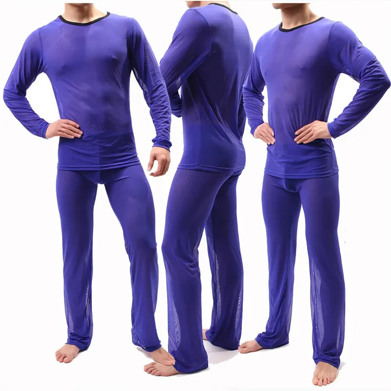 Men Long Johns Underwear Thermal Underwear Ultra-thin Tops and Pants Set Premium Quality Soft Loose Casual Long Johns
