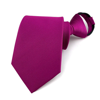 Hot Sell 8CM Zipper Tie Men Bridegroom Wedding Stripes Necktie Lazy Pre-tied Ties Pink Red Color Necktie For Men Women