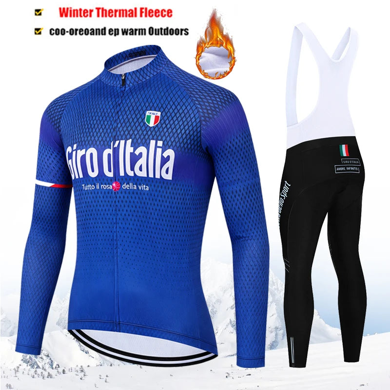 Winter Thermal Fleece Cycling Jersey Set Tour De Italy D&