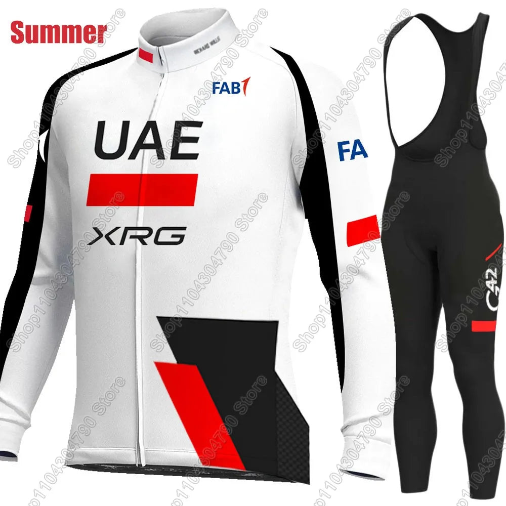 UAE Team Cycling Jersey 2026 Set Clothing Suit Winter Summer Mens Long Sleeve MTB Bike Road Pants Bib Ropa Ciclismo