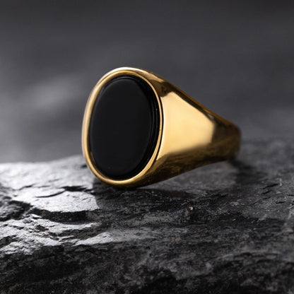 Luxurious Retro Black Agate &amp; Tiger Eye Stone Men Women  Trendy Ring - Casual Fashion, 316L Stainless Steel Handmade Jewelry