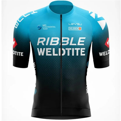 Ribble Weldtite Pro Team Cycling Jersey Set Summer Breathable Bicycle Men&