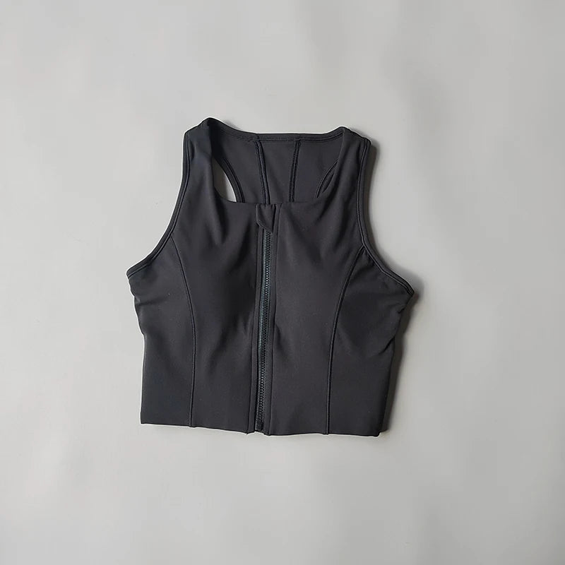High-intensity Sports Vest Bras Front Zipper Integrated Yoga Underwear Gathering Shock-proof Running Breathable Fitness Vest