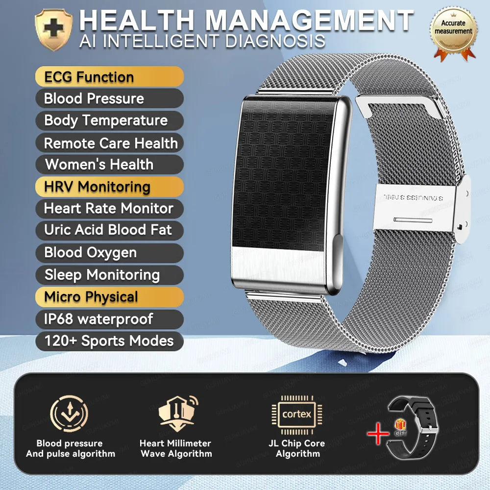 2026 No Screen Health Smart Bracelet ECG Detection Blood Lipids Uric Acid  Heart Rate IP68 Sports Smart Bracelet For Andrio IOS