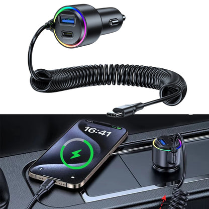 USB C Car Charger 75W Fast Charging PD 45W For QC3 0 Compatible with Dual Ports and Coiled Cable for Efficient Vehicle Charging