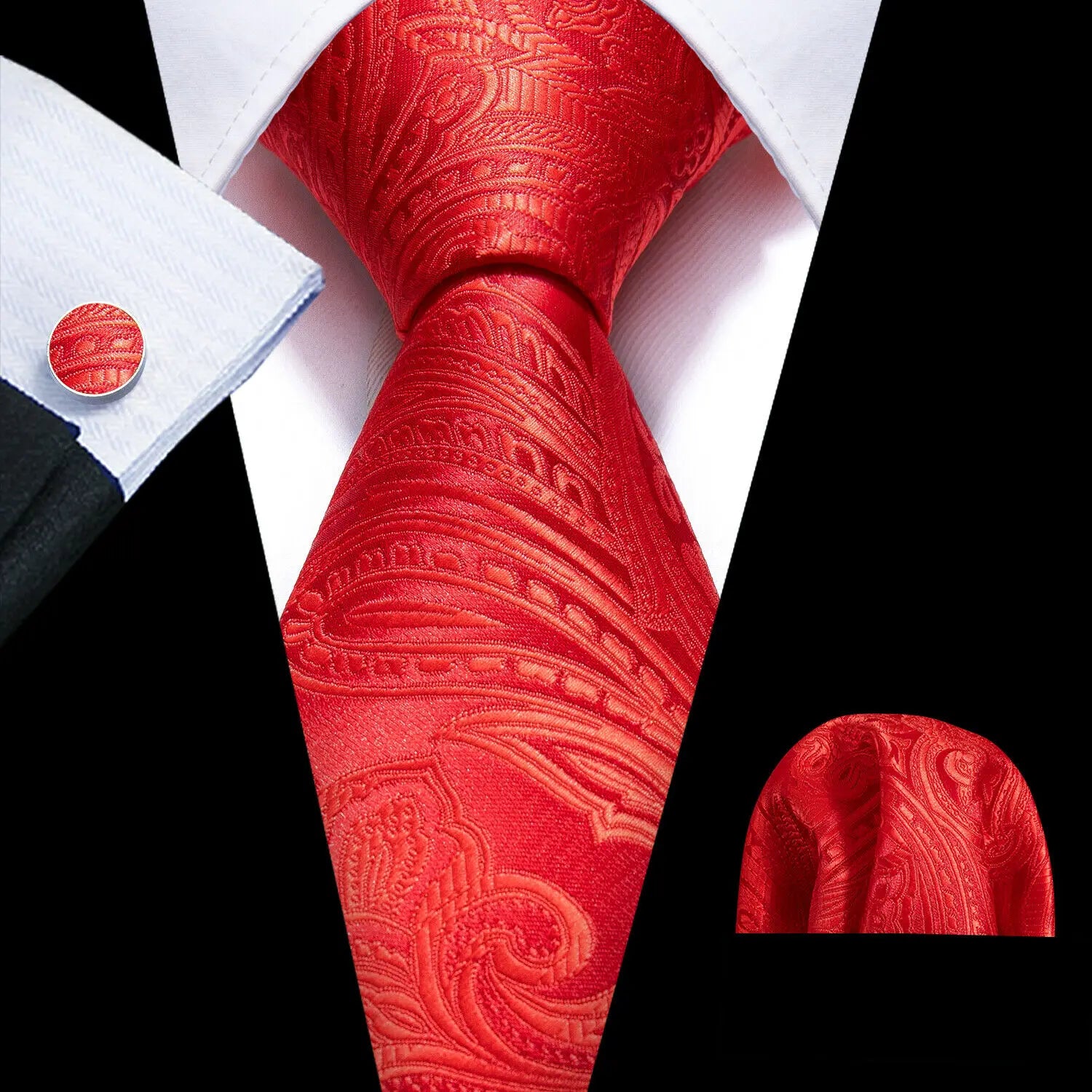 Barry.Wang Jacquard Bright Red Men&