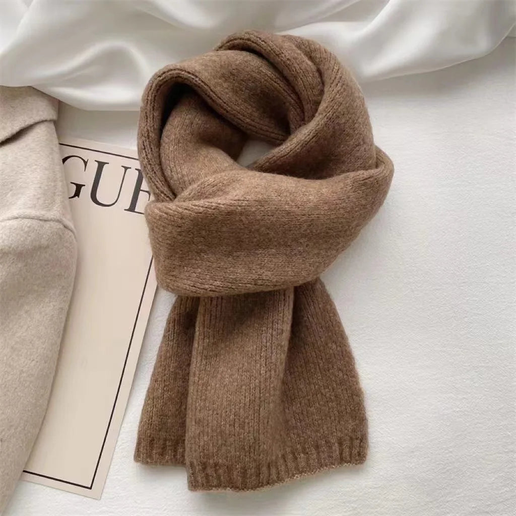 Sheep Wool Scarf for Men and Women, Couple Winter Thick Long Keep Warm Scarves, Solid Color Knitted Scarfs, Versatile and Warm