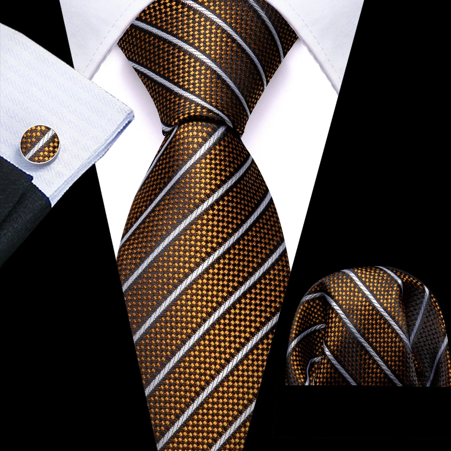 Barry.Wang Jacquard Brown &amp; Gold Men&