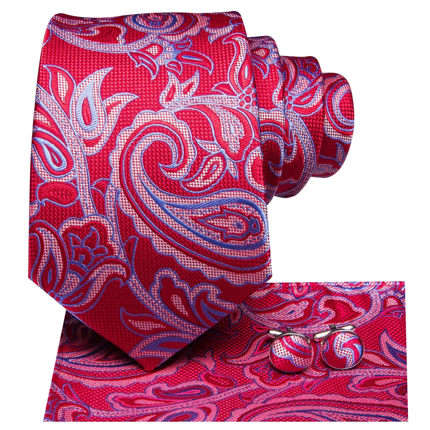 Hi-Tie Designer Burgundy Paisley 63inch Silk Mens Tie Extra Long Ties for Men Woven Classic 160cm Mens Necktie Pocket Square Set