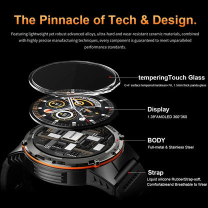 2025 New GPS Smart Watch Men 1.39" AMOLED Screen Built-in GPS NFC Make/Receive Phone Calls 500mAh Large Battery Smart Braceletes