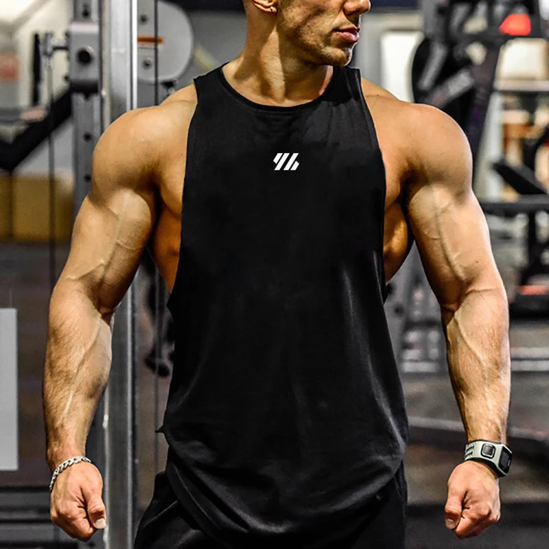 Mens Running Loose Vests Bodybuilding Muscle Tank Tops Gym Workout Fitness Sleeveless Shirts Summer Cotton Breathable Undershirt