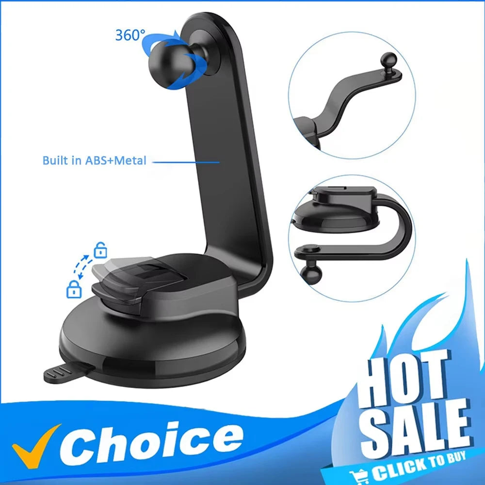 Accessories: Suction Cup Car Phone Bracket - 17mm Universal Ball, Telescopic Arm &amp; Foldable