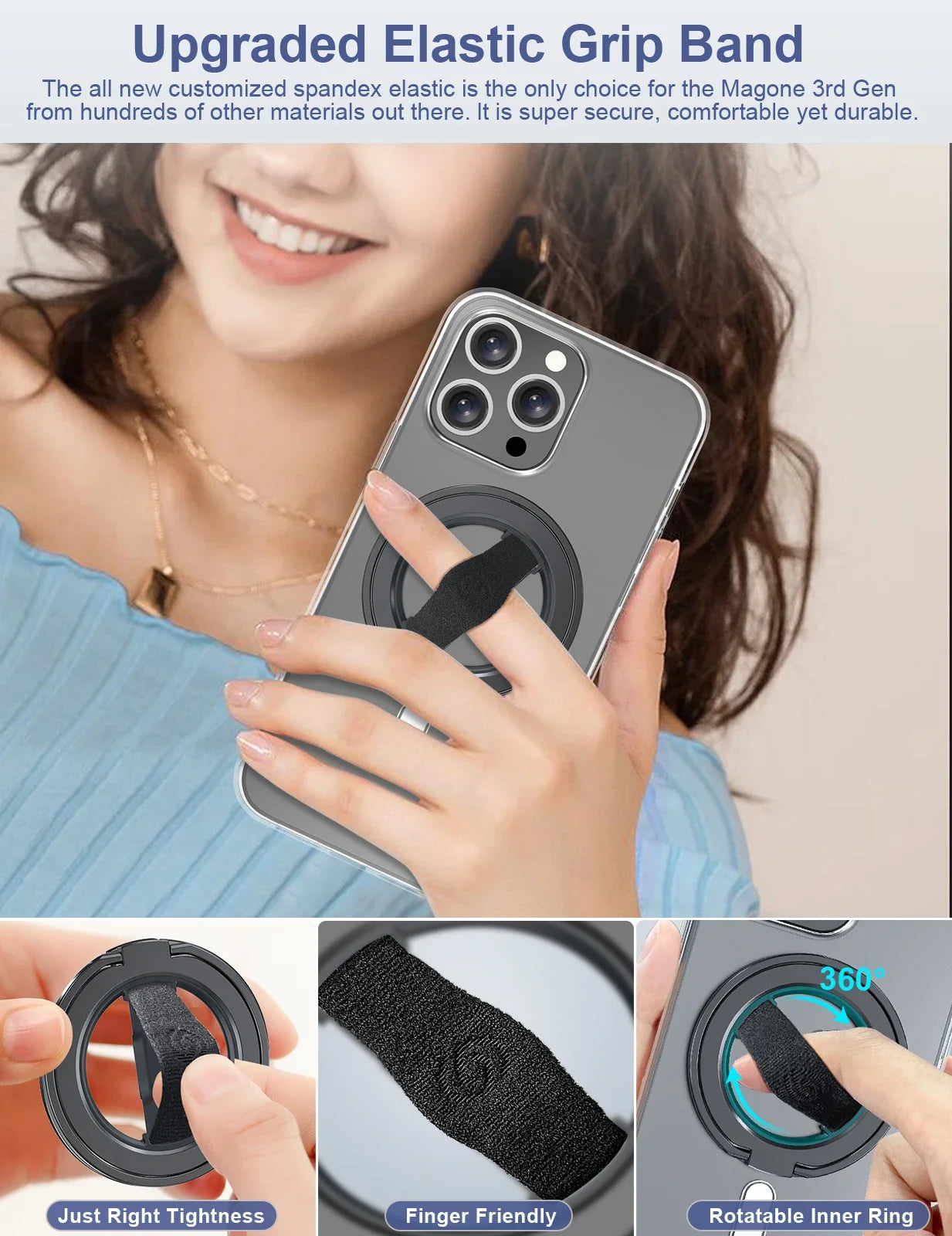 EWA MagOne 3rd Gen Compatible with MagSafe Phone Holder, Removable Magnetic Ring Holder Kickstand Ring for iPhone 16,15,14,13,
