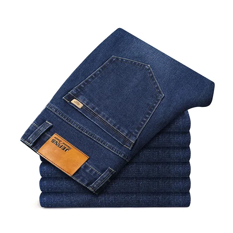 Large Size 40 42 44 46 2025 New Business Casual Stretch Trousers Classic Blue Denim Pants Male Men&
