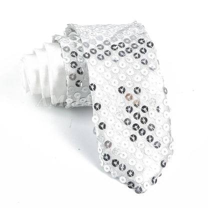 Shiny Sequins Neck Ties Men Women Stage Black Pink Blue Glitter Performance Prom Paillette Accessories Fashion Party 5cm Necktie