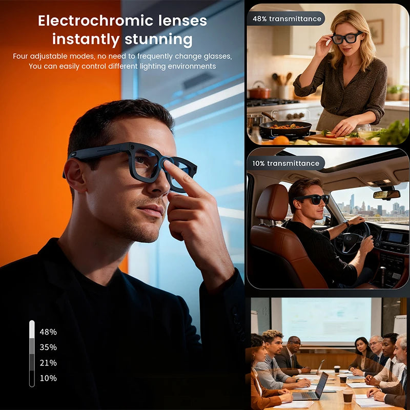 2026Smart Glasses 800W HD Photo Video AI Record Translation Touch Photochromic Lenses Bluetooth Call Music Multifunction Glasses