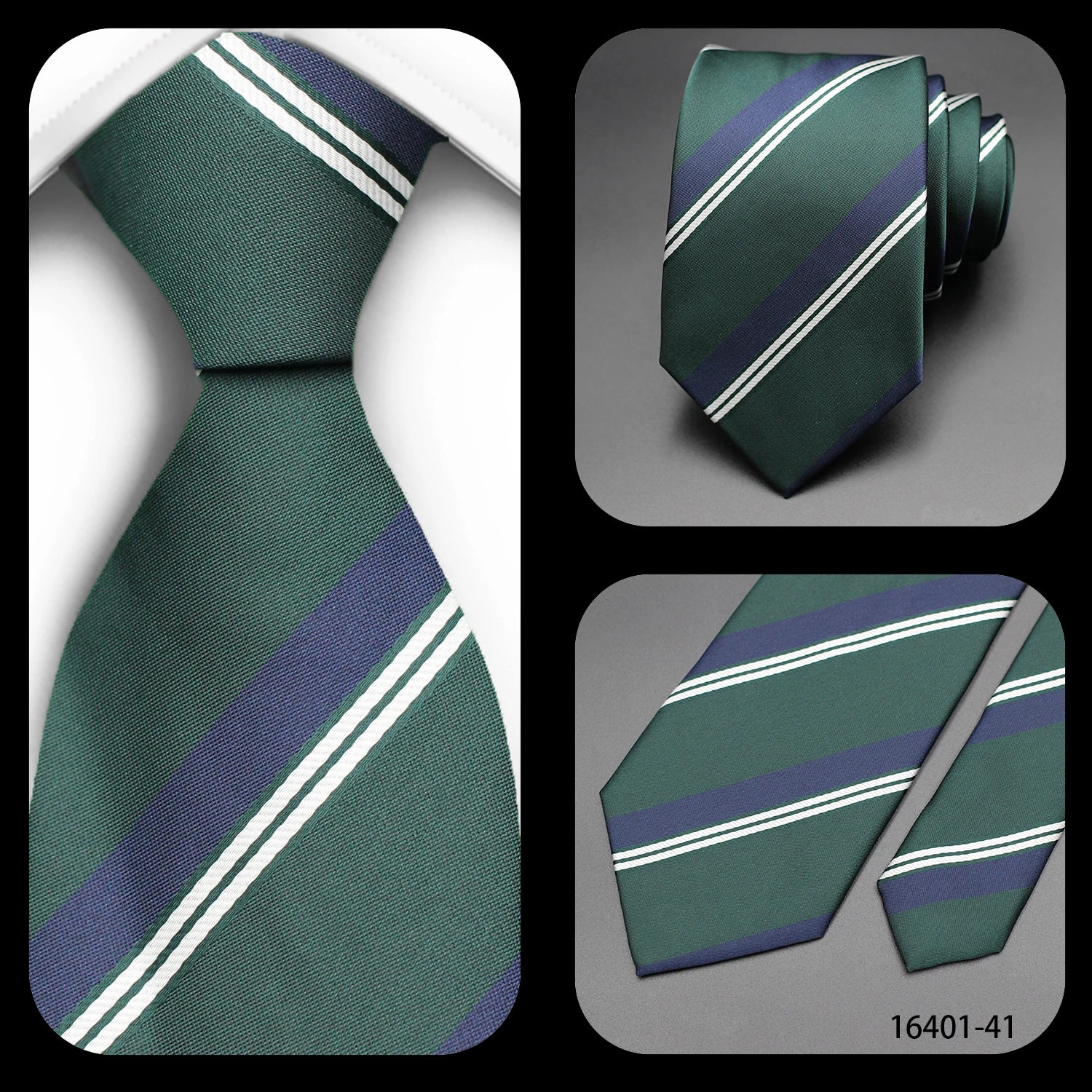 Luxury 7CM Mens Tie Necktie Red Green Stripes Solid Tie For Man Groom Jacquard Woven Neck Tie For Business Wedding Party