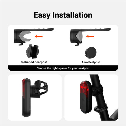 COOSPO TR70 Radar Tail Light Smart Bike Taillight Brake Warning IP67 Waterproof Cycling Rear Light 7 Light Modes Tail Lamp