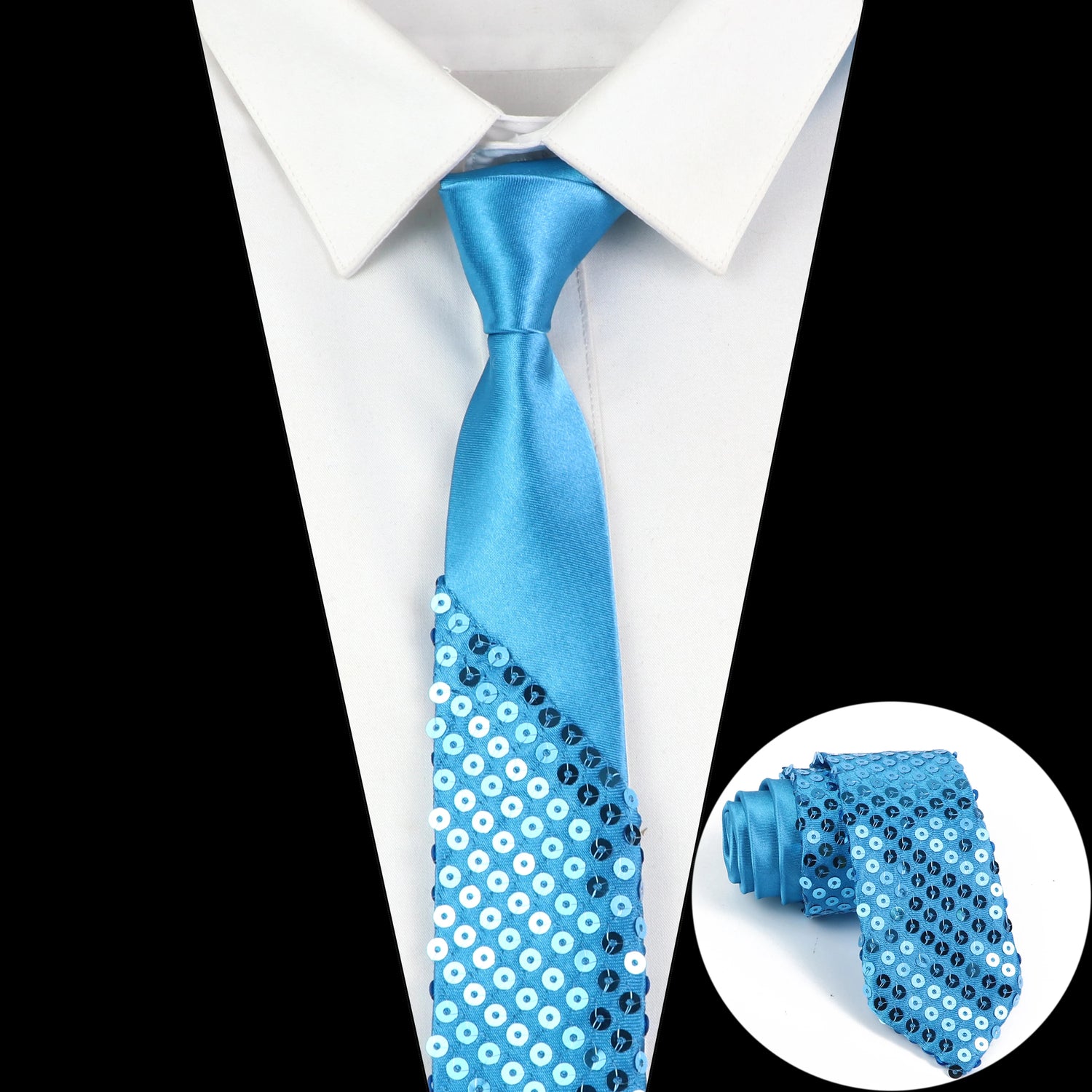 Shiny Sequins Neck Ties Men Women Stage Black Pink Blue Glitter Performance Prom Paillette Accessories Fashion Party 5cm Necktie