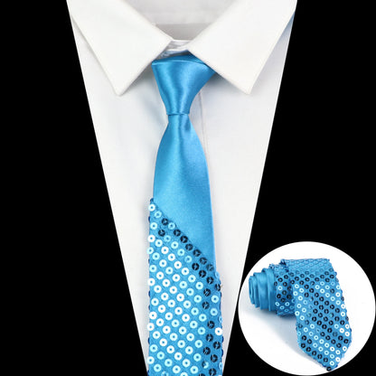 Shiny Sequins Neck Ties Men Women Stage Black Pink Blue Glitter Performance Prom Paillette Accessories Fashion Party 5cm Necktie