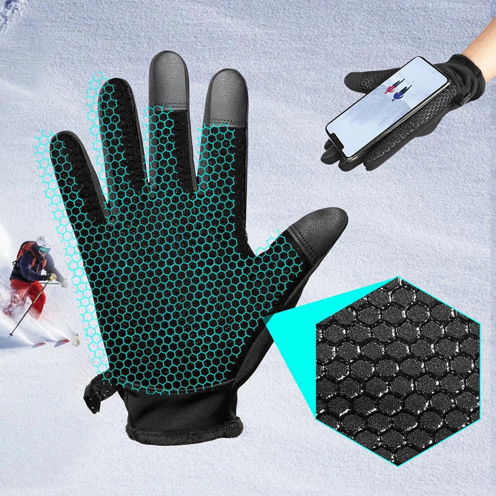 Winter Motorcycle Gloves Thermal Touch Screen Windproof Anti-skid Protective Gear for Sport Motorbike Cycling Riding Skiing Bike