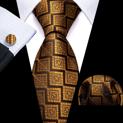 Barry.Wang Jacquard Brown &amp; Gold Men&