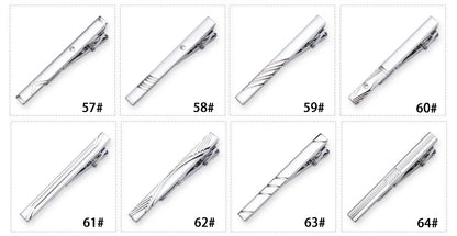 8pcs Tie Clips Metal Diamond With Box For Men Wedding Mens Necktie Clips Set Chrome Stainless Steel Jewelry Gentleman Ties Pin