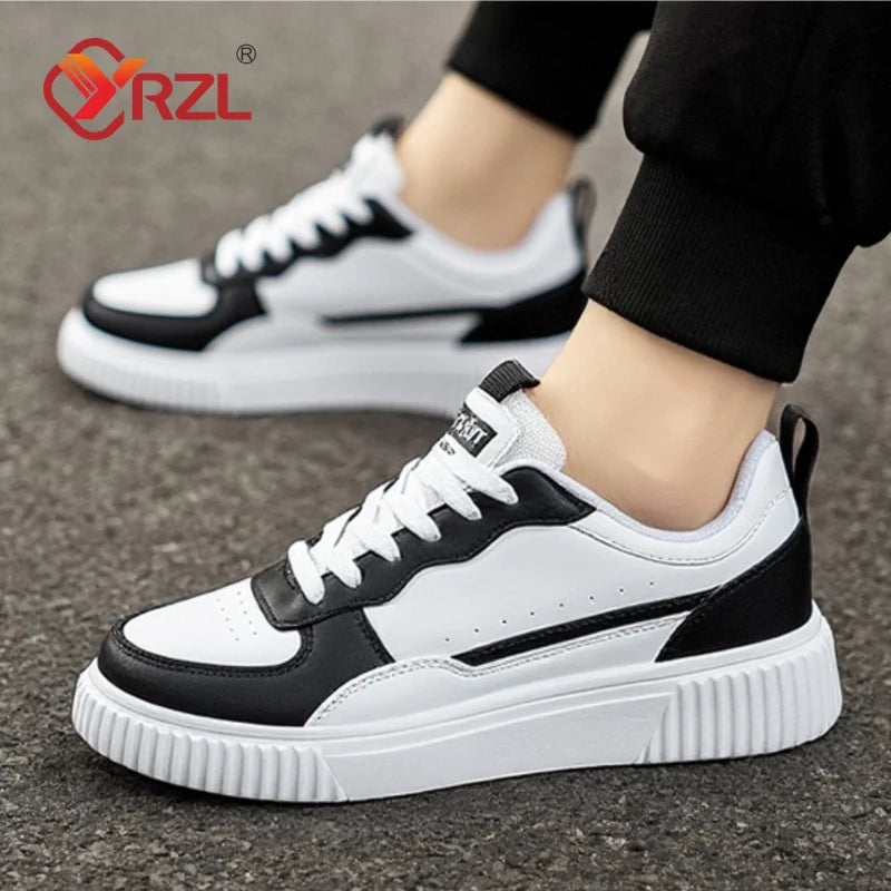 YRZL Mens Sneakers Autumn White Shoes Lightweight Thick Sole Non Slip Skatebaord Shoes Unisex Casual Sports Shoes for Man