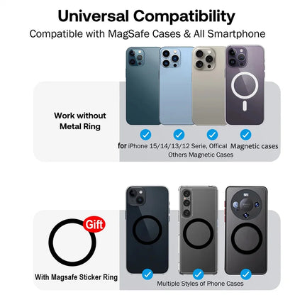 Grippopso Universal Magnetic Wallet Case Men Women Phone Card Holder Wallet With Finger Ring Holder Anti-scratch Card Case