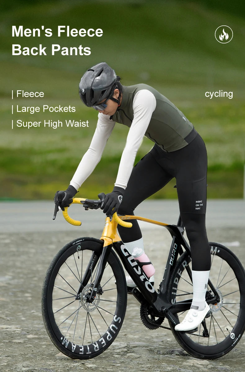 INBIKE Winter Cycling Bib Pants Thermal Fleece Men&