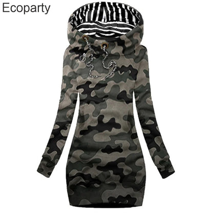 Hoodie Dress Casual Solid Colour Long Sleeve Drawstring Hoodie Dress Slim Hooded Pullover Sweatshirt Dress