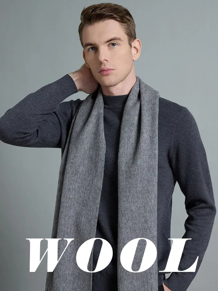 High Quality Solid Color 100% Wool Scarf Men&