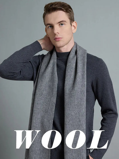 High Quality Solid Color 100% Wool Scarf Men&